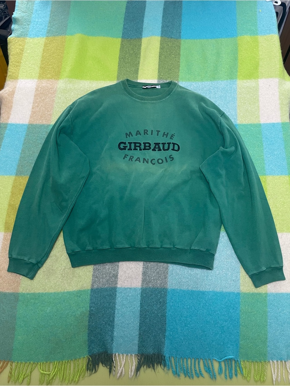 Vintage Marithé François Girbaud Sun Faded Green Crewneck Sweatshirt Mens